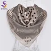 [BYSIFA] Polka Dot Square Scarves Women Classical Design Spring Fall Silk Hijab Scarf Fashion Brand Winter Neck Scarf Khaki Grey ► Photo 2/6