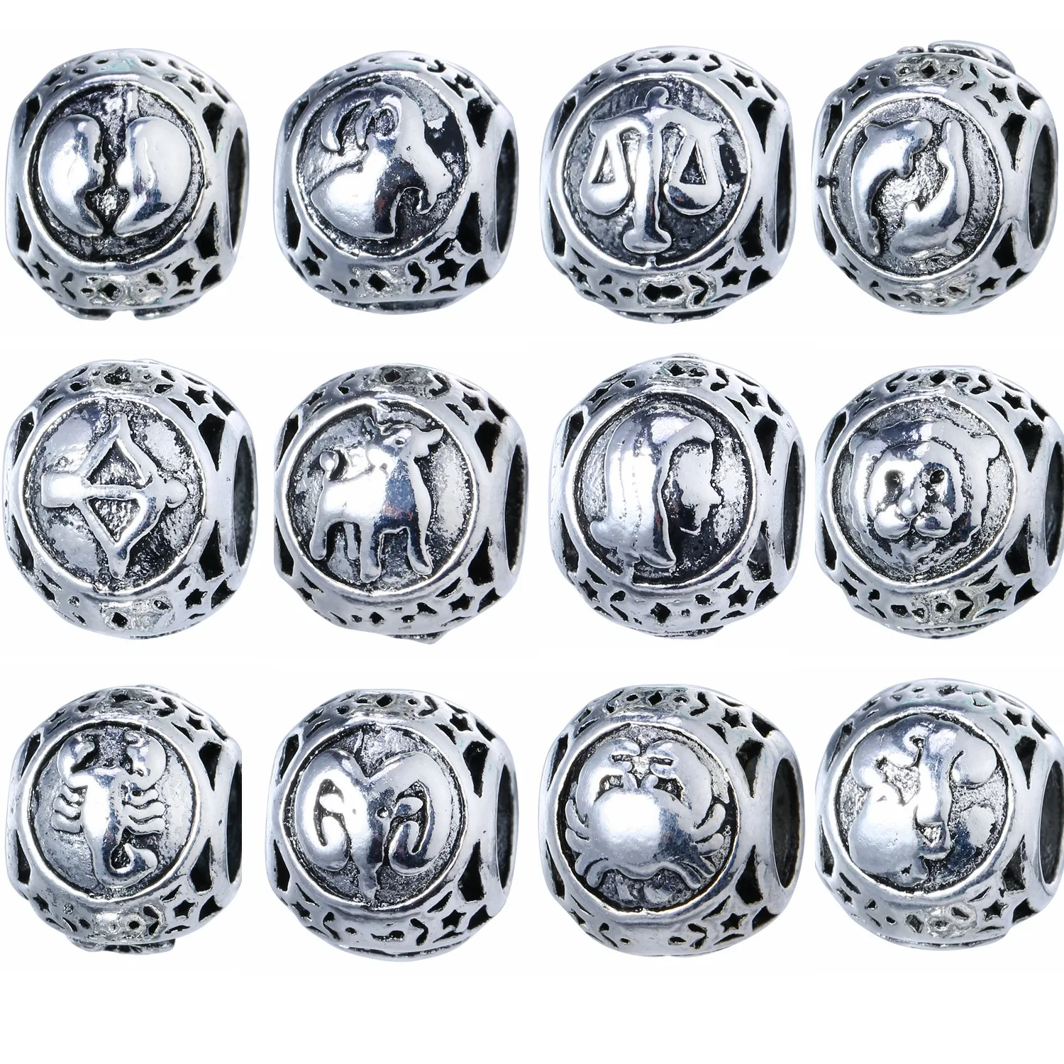

2019 new free shipping metal alloy 12 constellation zodiac DIY bead Fit original Pandora Charm Bracelet Jewelry for women S026