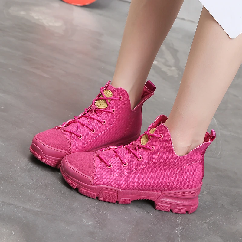 Maille noir Haute Doux Chaussures À Rose Respirante Dames Lacets Femmes Loisirs rose Beige Vulcaniser Blanc Mode Sneakers Marque Femelle Décontractées qwOE6X6Ux