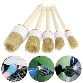 

5Pcs Soft Detailing Brushes for Car Cleaning Dash Trim Seats Wheels Wood Handle