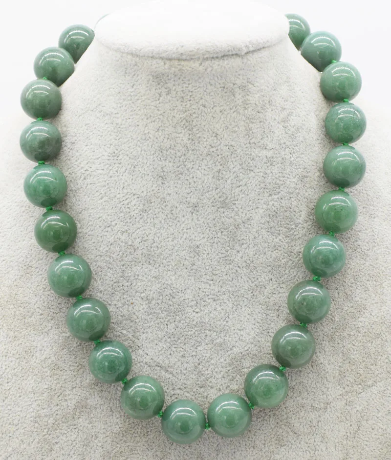 

green jade round 14-18mm necklace 17inch wholesale beads nature FPPJ woman 2017