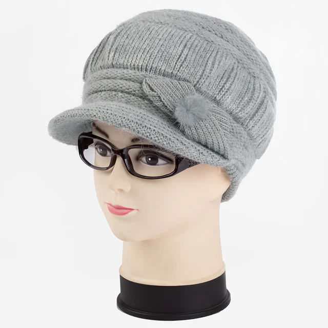 Elderly female mother warm winter hat cap ear middle aged lady old lady