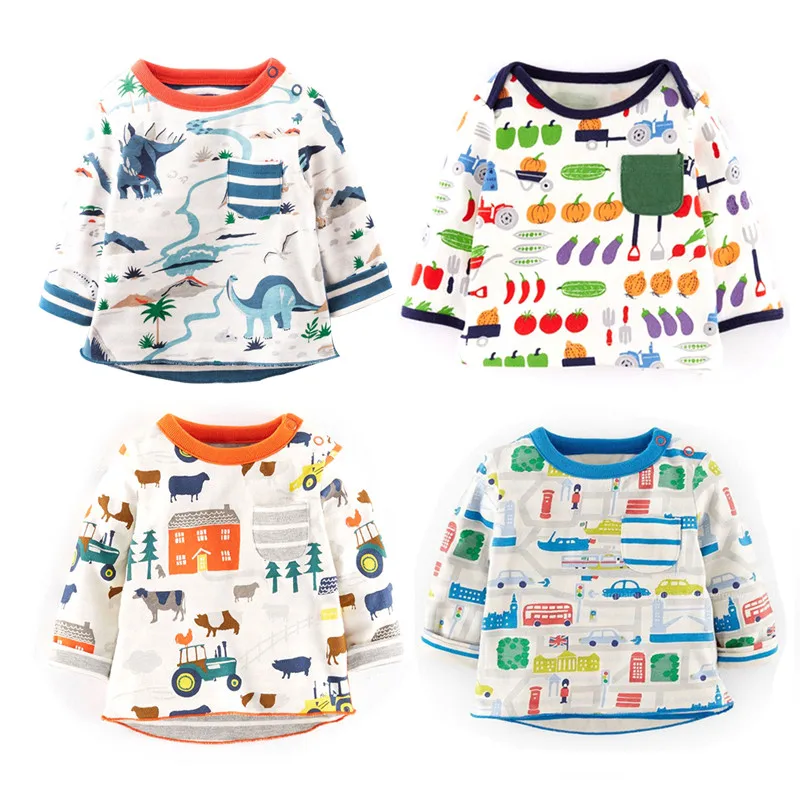 Jumping meter/брендовые хлопковые футболки для маленьких мальчиков; одежда с длинными рукавами и принтом животных; милые Топы И Футболки для мальчиков