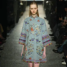 Стиль ретро стиль Тяжелая вышитая вышивка большой размер шерстяной свитер пальто женское