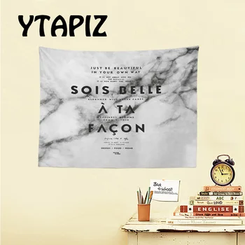 

Simple Letter Tapestry Marble Texture Love Enjoy Life Understand Your Lifestyle Landscape Wall Blanket Decoration Room Tapestry