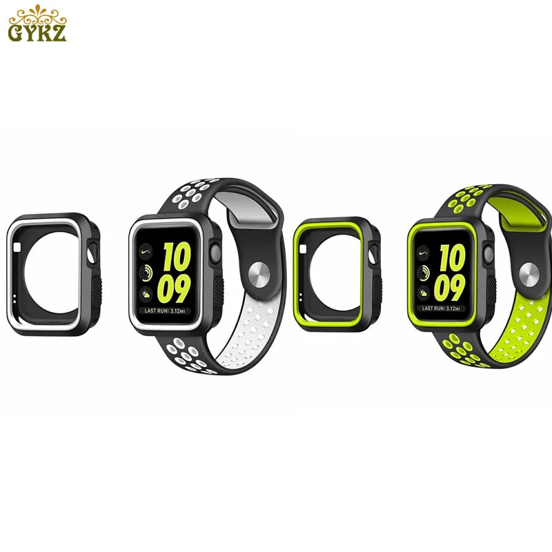 

New Protector Case Cover Bumper Frame Dual Colors Soft Silicone Case For Apple Watch iWatch Series 1 2 3 4 42mm 38mm 40mm 44mm