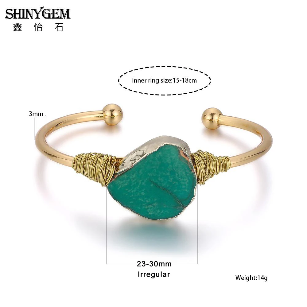 ShinyGem богемные неровные браслеты из яшмы и браслеты с натуральным драгоценным камнем ручной работы, золотой браслет для женщин