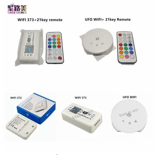 

DC12-24V RGB/RGBW led controller By Alexa Google Home Phone iOS Android APP WIFI controller wifi372 373 UFO with 21key RF remote