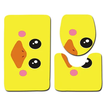 

Fashion 3-Piece Set Cute Duck Pattern Bathroom Rug Mat Soft Non-Slip Absorbent Bath Pad for Toilet Tub Shower and Bath Room