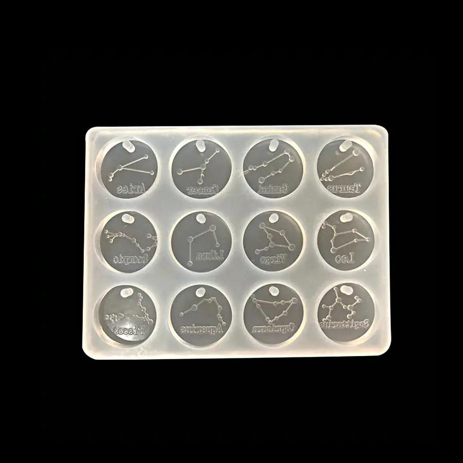 

Horoscope Pendant Silicone Mold DIY Epoxy Resin Round Charms Handmade Soap Molds Dried Flower Constellations Jewelry Accessories