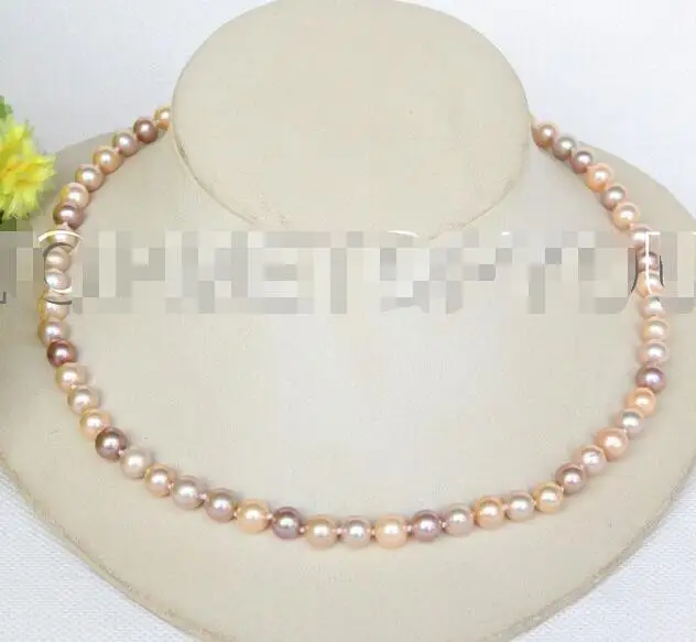 

Free Shipping >>AAA 7MM GENUINE AKOYA MULTICOLOR SEA WATER PEARL NECKLACE 14K E3921