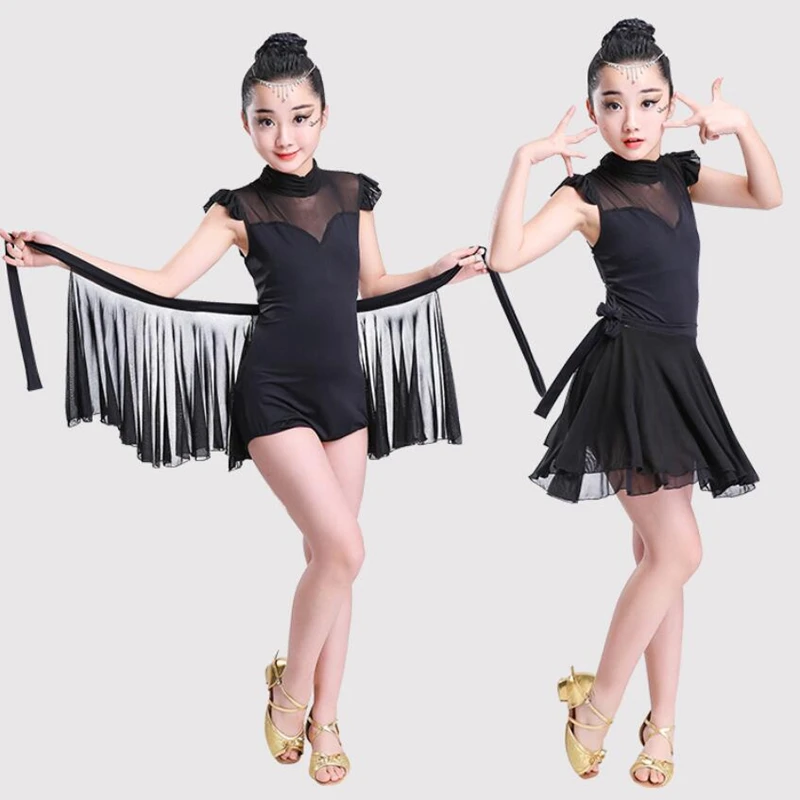 Latin Dance Dress Children New Black Costumes Girls Dance Clothes