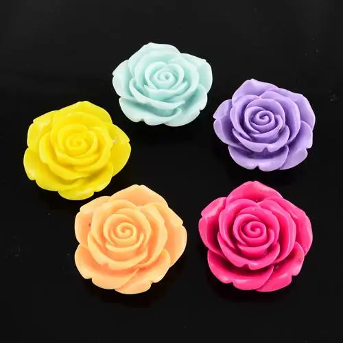 

Rose Flower Resin Beads for Kids Bubblegum Necklace, Mixed Color, 40x15mm, Hole: 2mm