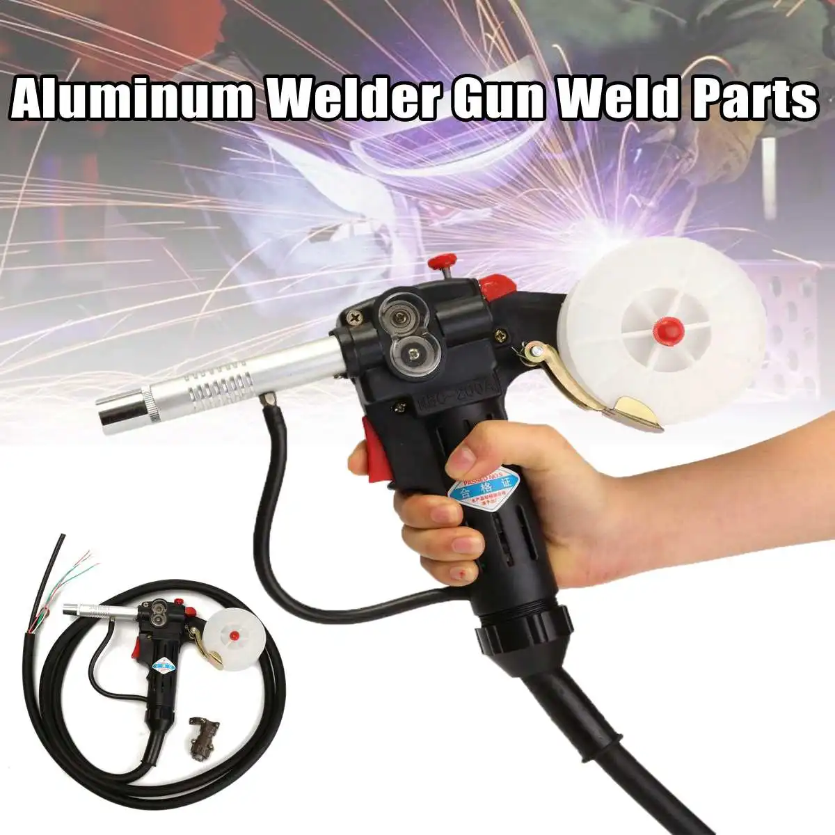 

New NBC-200A Spool-Gun Gas Push Pull Aluminum Shielded Line-Drawing Welding Torch + 3meter Lead Cable