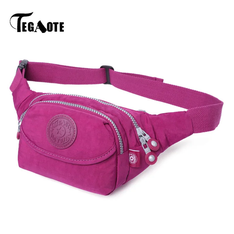 

TEGAOTE Waist Bags Women Unisex Fanny Pack Casual Nylon Waterproof Men Waist Packs Pochete Homem Money Belt Bag Black 2019