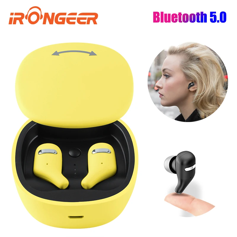 

Mini earphones bluetooth 5.0 wireless headset invisible earbuds with charging case and dual microphone for playing video games