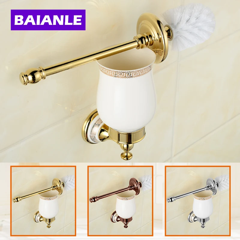 Free Shipping Wall Mounted Bathroom Accessories Brass & Ceramics Toilet