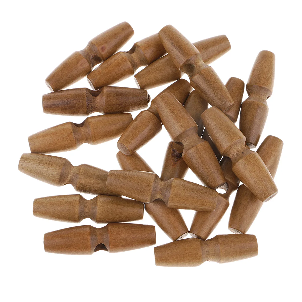 20Pcs Wooden Toggle Buttons for Duffle Coat Sewing, Crafts, Jewelery Making