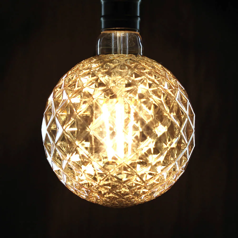 Tianfan G125 большой шар Винтаж светодиодные лампы 4 Вт Edison светодиодная лампа, лампы накаливания декоративная лампа накаливания теплый белый 220/240 V E27 с украшением в виде кристаллов