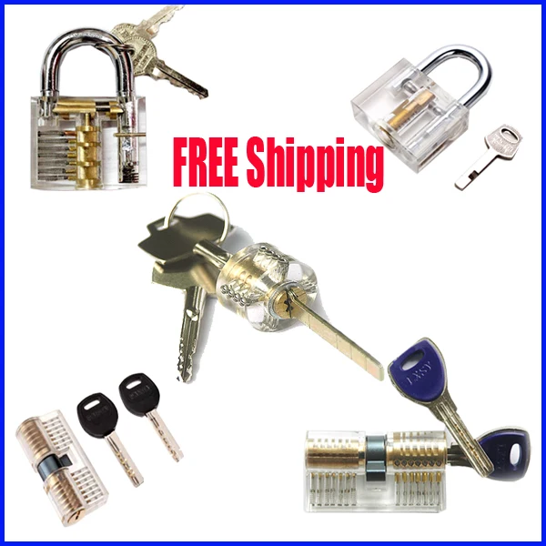 

Free shipping 5 pcs/lot transparent practice lock set training practice lock professional practical locksmith