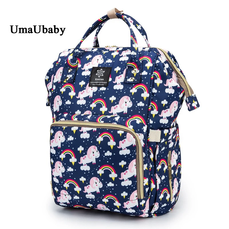 

New Fashion Print Mummy Bag Large Capacity Multi-function Mother-child Bag USB Heat Insulation Mother Bag Diaper Bag Backpack