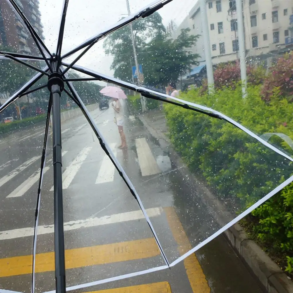 Прозрачный зонт-автомат от дождя для женщин и мужчин, складной прозрачный Автоматический Компактный Зонт Paraguas