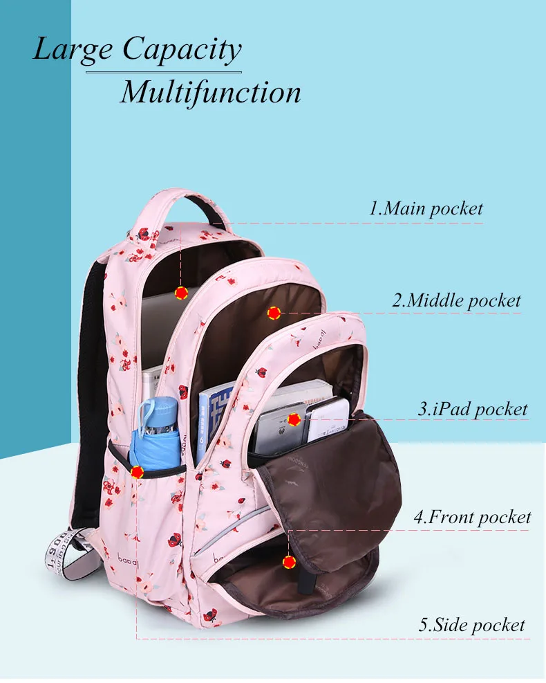 Большой школьный Симпатичные школьные рюкзак с принтом Водонепроницаемый bagpack Начальная школа книга сумки для девочек-подростков, детская