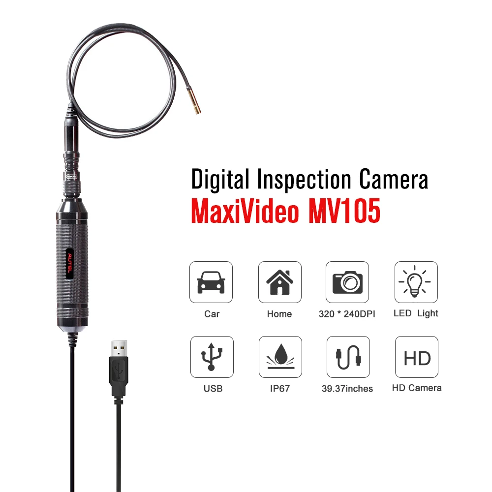 Autel MaxiVideo MV105 Автомобильная Инспекционная камера 5 мм Головка изображения