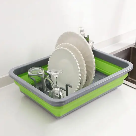 

Foldable Silicone Dish Rack Kitchen Storage Rack Drainer Plate Cups Stand Display Holder Drying Rack Home Organizer Fo CF-73