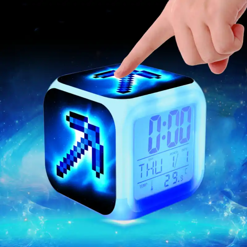 Новый детский будильник Led мультфильм klok изменение цвета reveil Таблица reloj будильник, цифровой будильник wake up light