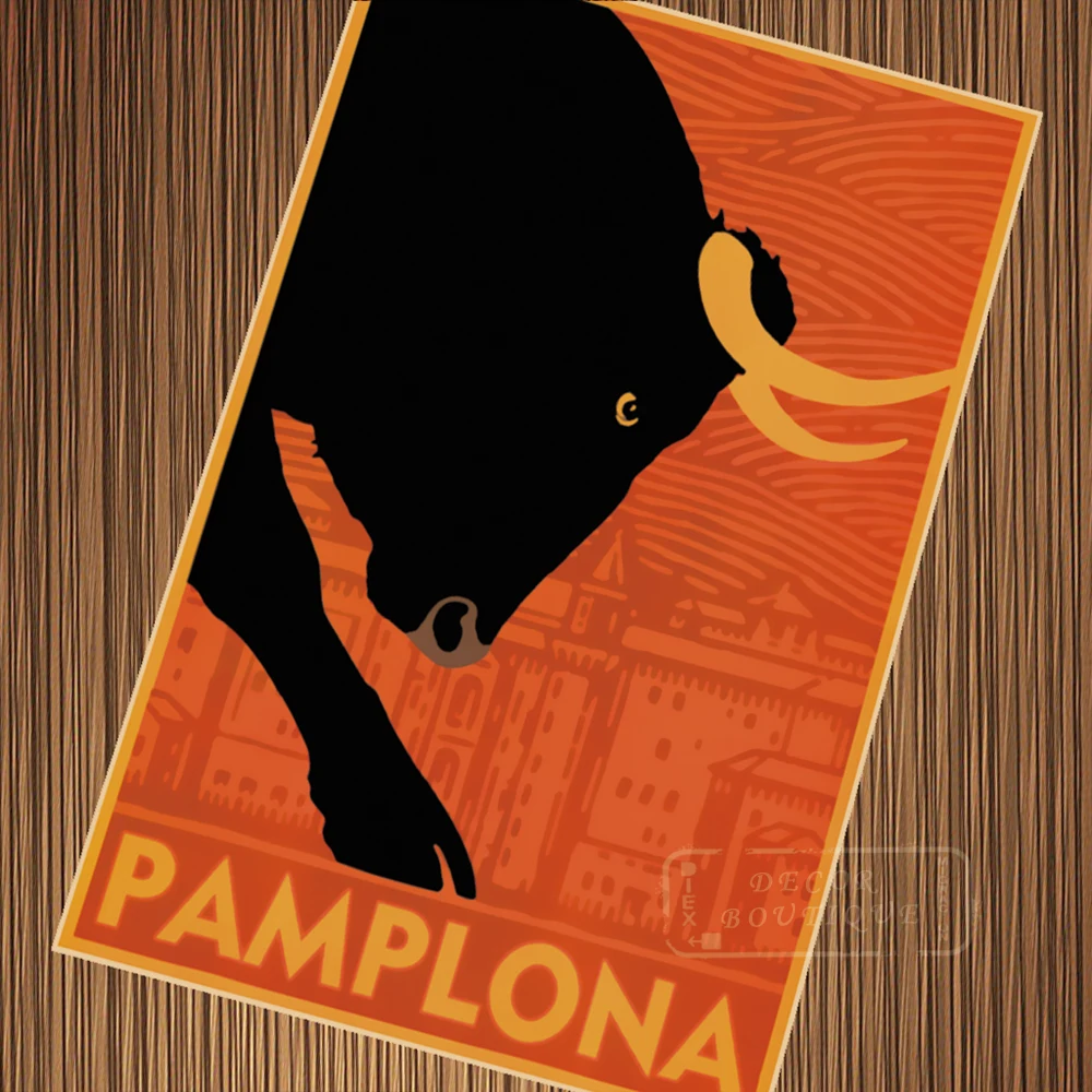 

Bulls Passion Pampalona Spain Travel Fermin festival Retro Vintage Poster Canvas Painting DIY Wall Paper Posters Home Decor Gift