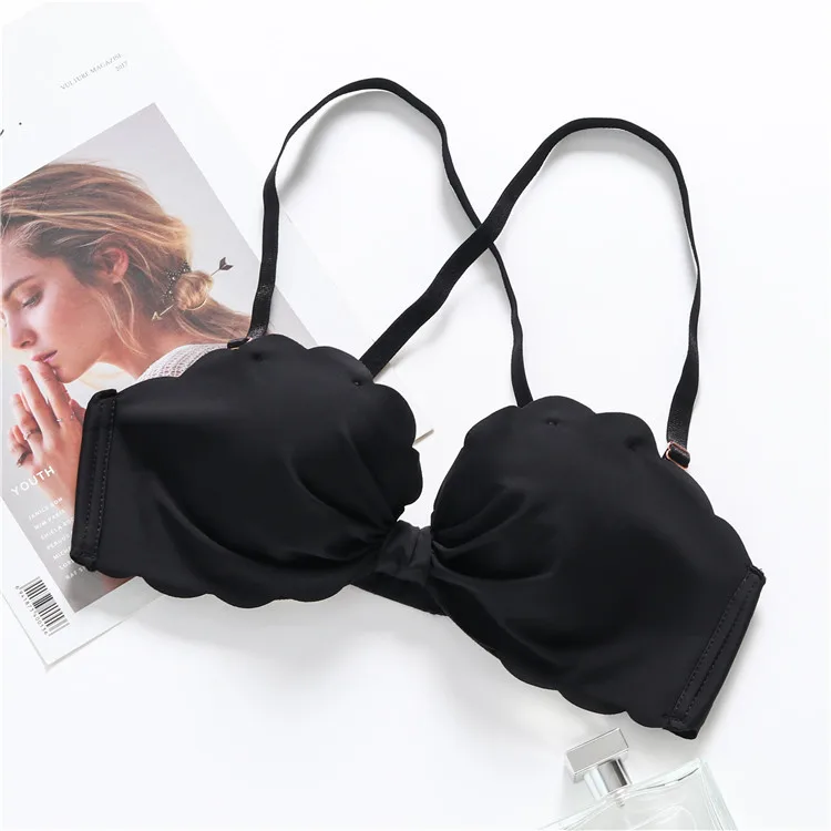 Весенне-летний бесшовный Женский бюстгальтер без косточек, дышащее однотонное сексуальное женское белье, бюстгальтер для женщин, бюстгальтер с глубоким вырезом и эффектом пуш-ап