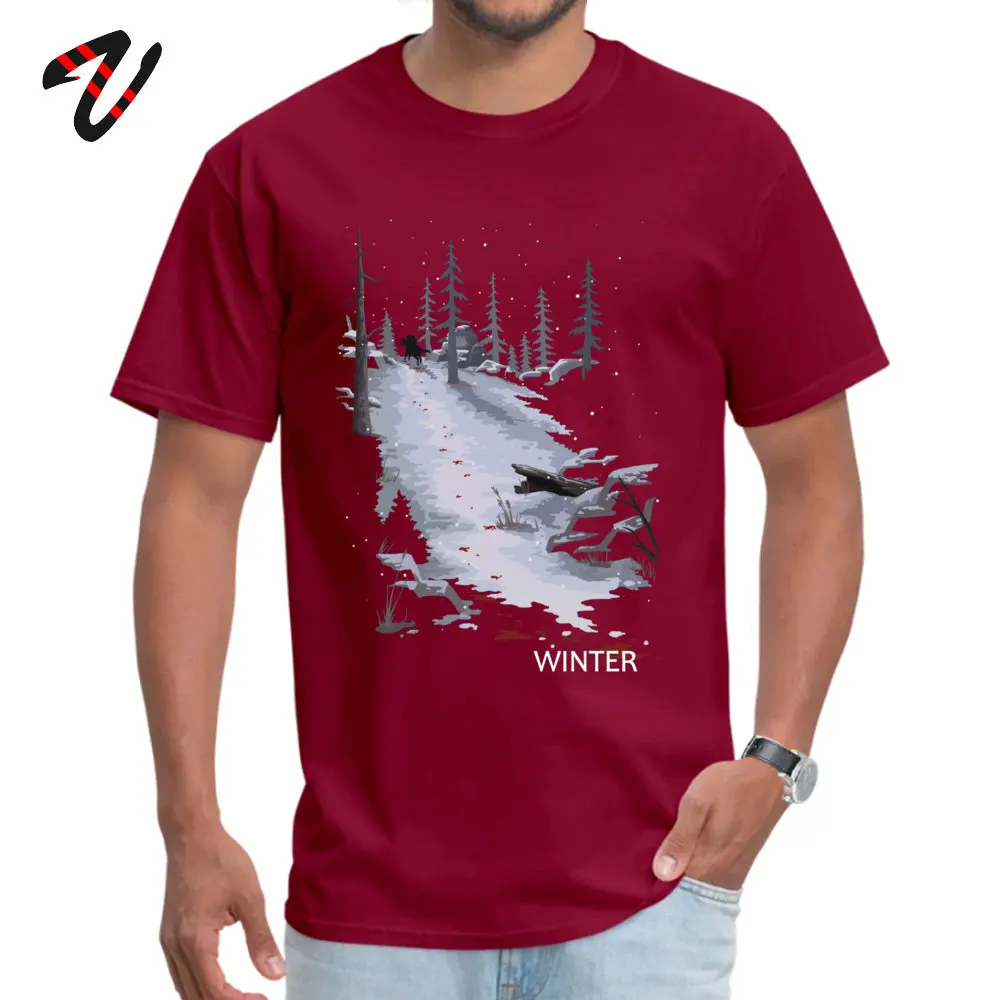 Round Collar The Last of Us Winter 100% Cotton Men's Tshirts Unique Short Sleeve Tops Shirts High Quality Casual Tops Shirts The Last of Us Winter15007 maroon