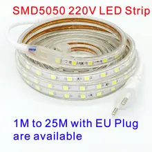 SMD 5050 AC 220V LED Strip White Outdoor Waterproof 220 V Light 5M 10M 20M 25M