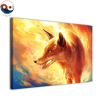 

Modern printed 1 panel canvas painting abstract Fire Fox by JoJoes Art wall pictures for living room posters and prints art
