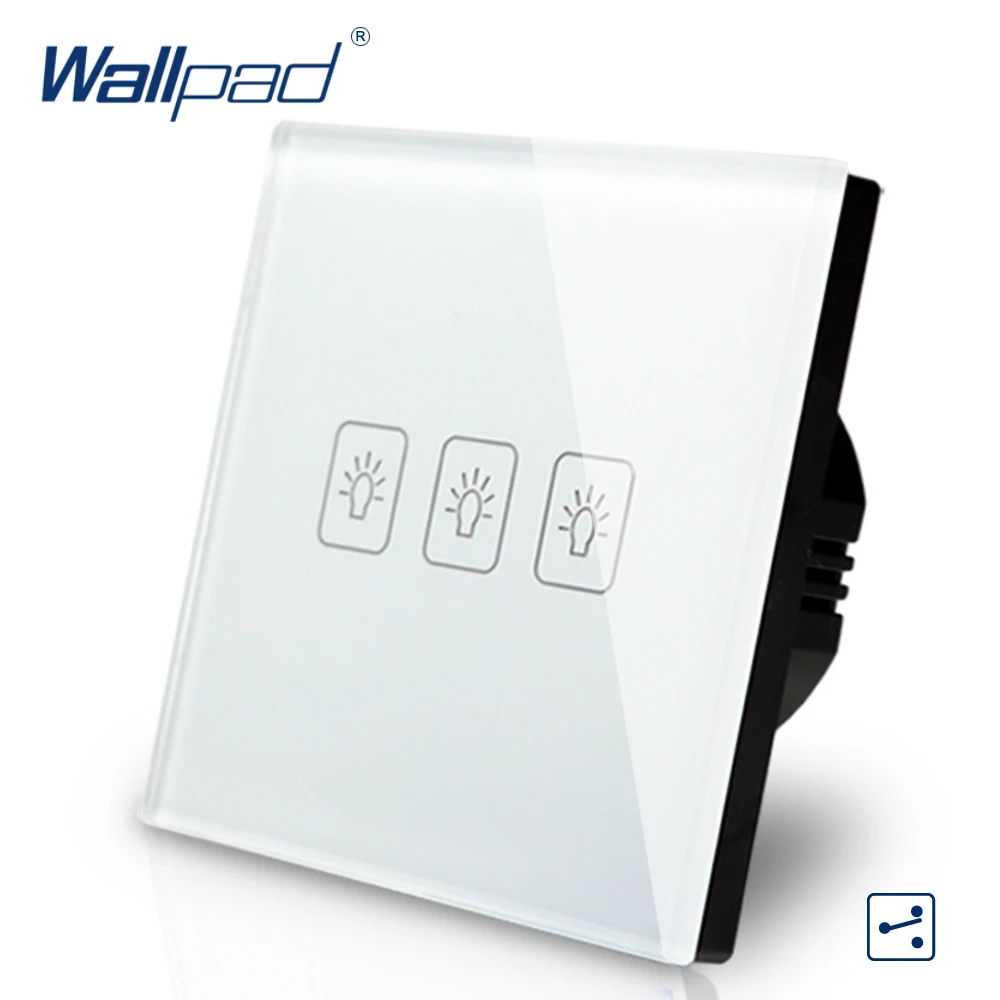 3 Gang 2 Way Intermediate Switch Wallpad Luxury White Crystal Glass Wall Switch Touch Switch 110-250V European Standard 3 Gang 2 Way Intermediate Switch Wallpad Luxury White Crystal Glass Wall Switch Touch Switch 110-250V European Standard