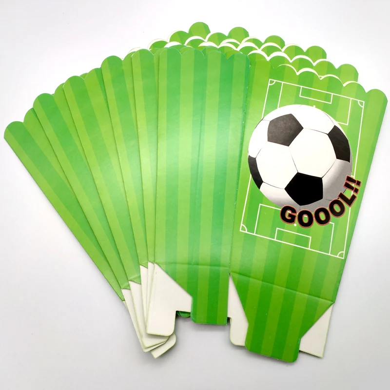 

Birthday Party Soccer/Football Design Popcorn Cups Happy Baby Shower Decorate Boys Favors Paperboard Gifts Boxes 6pcs/pack
