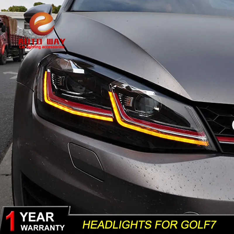 Car Styling D2H H7 Head Lamp case for VW Golf7 Headlights Golf 7 MK7 2014 2015 LED Headlight DRL Lens Double Beam Bi-Xenon HID car styling head lamp case for nissan tiida headlights 2008 2010 tiida led headlight drl h7 d2h hid option angel eye bi xenon