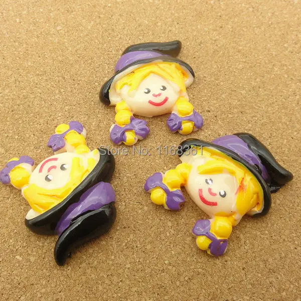 1pcs/lot Flat back resin simulation pigtail hair girl 28mm Cabochons Scrapbook for DIY phone case decoration C116-10