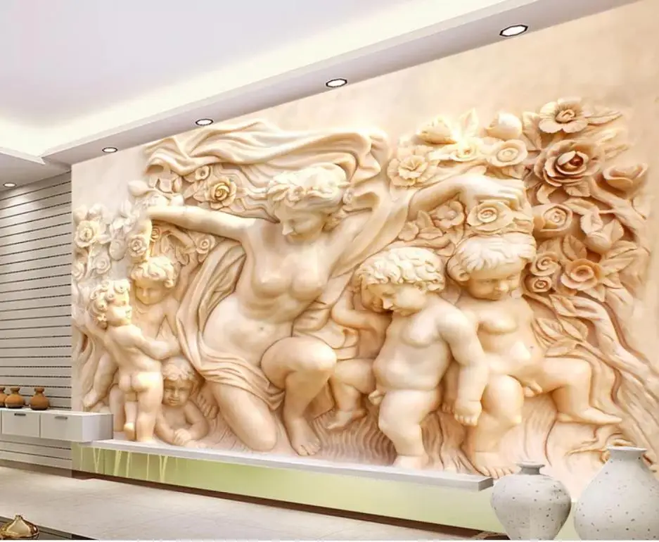 Villa European Angel Cupid Emboss TV Background Wall wallpaper for walls 3 d for living room Villa European Angel Cupid Emboss TV Background Wall wallpaper for walls 3 d for living room