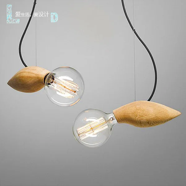 

Nordic RH Loft hummingbird art lamp restaurant cafe bar counter log wood small droplight single head