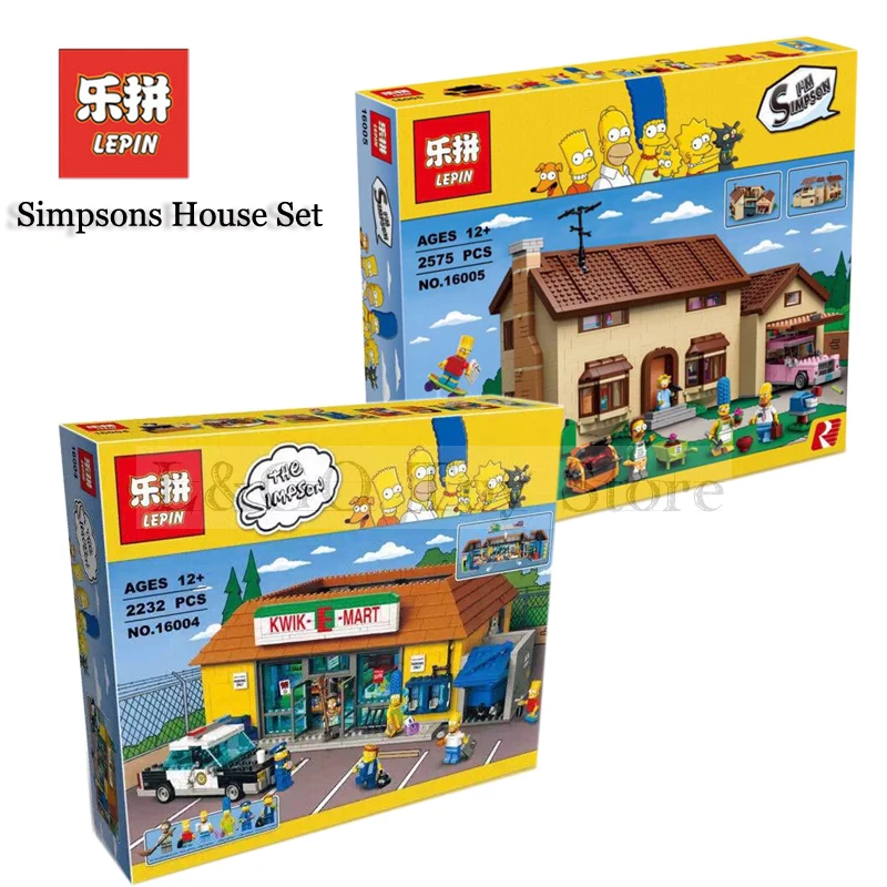 

Lepin Movie Sets 16004 16005 The Kwik-E-Mart Simpsons House Compatible Legoing 71016 71006 Model Building Kits Blocks Bricks Toy