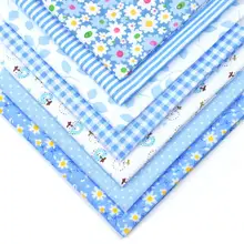 7 шт. 25 см x 25 см, в синюю полоску, с цветочным принтом, в горошек, хлопковая ткань с принтом лоскутного шитья ткани для пэчворка рукоделие материал ручной работы