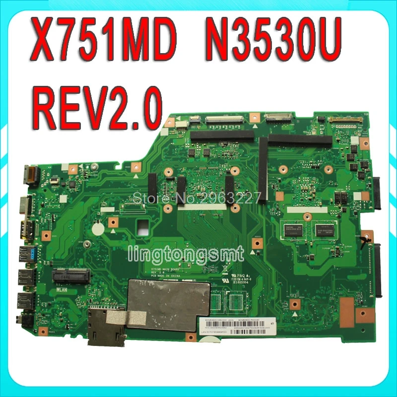 X751MD материнская плата REV2.0 GT 820M N3530 для ASUS X751MD материнская плата для ноутбука X751MD материнская плата X751MD тест материнской платы ОК