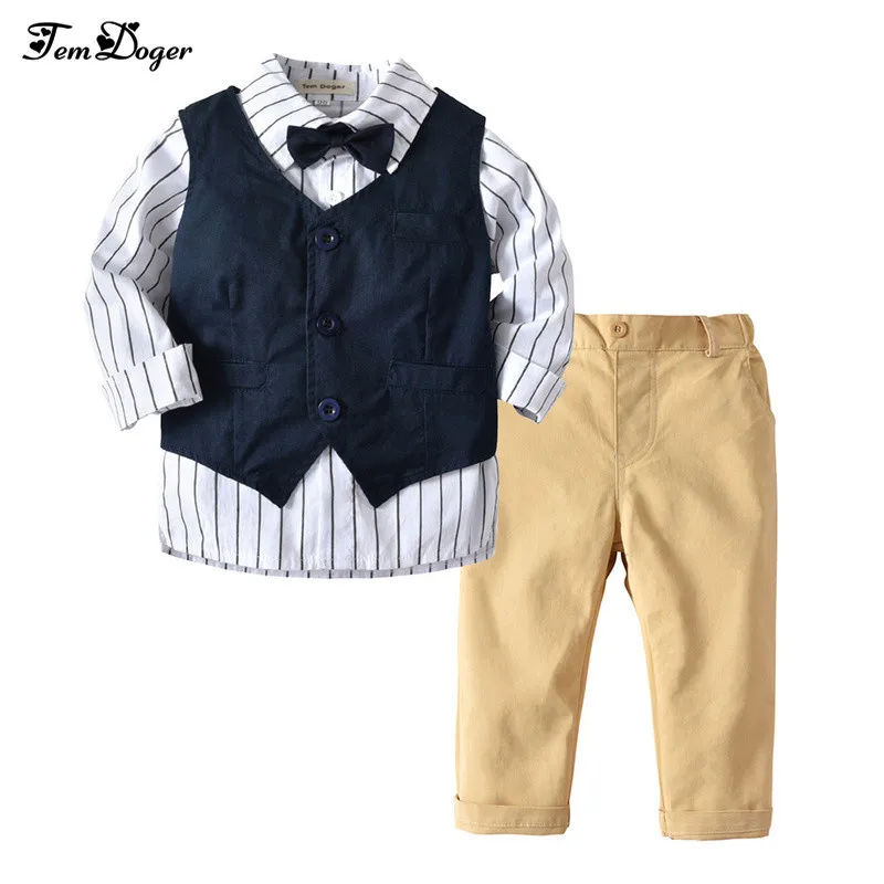 Boy Clothing Sets 2018 Autumn Toddler Boys Clothes Suit Stripe Shirt