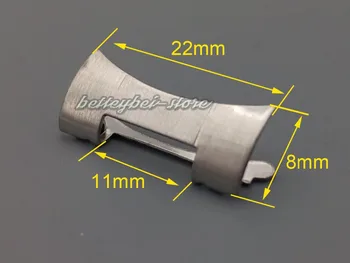 

Rolamy 22mm New Stainless Steel Silver Watch Band Bracelets whole brushed Curved end Parts 2pcs for strap