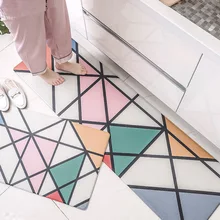 ПВХ кожа резина коврик на кухню Коврик Анти-усталость пена прочный спальня ковер Геометрические элементы водостойкий и маслостойкий коврик