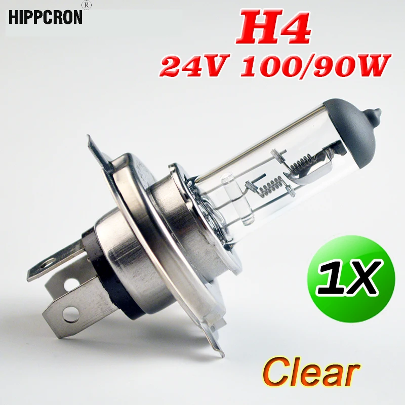 Hipppcron H4 24V 100/90W прозрачная галогенная лампа для грузовика 3800K автомобильный головной светильник, стеклянный светильник