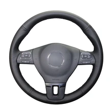Ручное шитье черный PU искусственная кожа Чехлы на руль для Volkswagen VW Gol Tiguan Passat B7 Passat CC Touran Jetta MK6