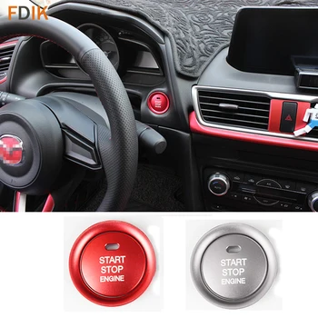 

Inner Accessories Red & Silver Console Engine Start/ Stop Push Button Ring Cover Trim Decoration for Mazda 3 Axela 2014-2018